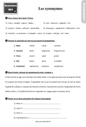 Les synonymes - Exercices, révisions : 3eme Primaire - PDF à imprimer