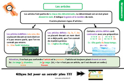 Les articles - Cours, Leçon, trace écrite : 4eme Primaire - PDF gratuit à imprimer