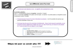 Les différents sens d’un mot - Cours, Leçon, trace écrite : 5eme Primaire - PDF gratuit à imprimer
