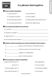 Les phrases interrogatives - Exercices, révisions : 3eme Primaire - PDF à imprimer