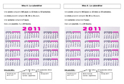 Calendrier - Cours, Leçon : 3eme Primaire <small style='color:inherit;'>(téléchargement gratuit)</small>