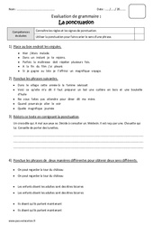 Ponctuation - Bilan avec le corrigé : 5eme Primaire - PDF à imprimer