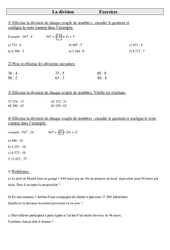 Division - Exercices - Calculs - Mathématiques : 4eme Primaire - PDF à imprimer