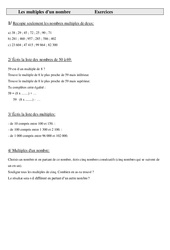 Multiples d'un nombre - Exercices - Calculs - Mathématiques : 4eme Primaire - PDF à imprimer