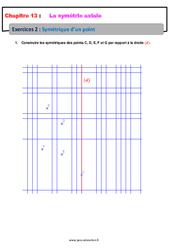 Symétrique d’un point - Révisions - Exercices avec correction sur la symétrie axiale : 6eme Primaire