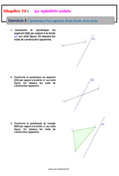 Symétrique d’un segment, d’une droite, d’un cercle - Révisions - Exercices avec correction sur la symétrie axiale : 6eme Primaire