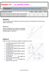 Symétrique d’un segment, d’une droite, d’un cercle - Examen Evaluation avec la correction sur la symétrie axiale : 6eme Primaire - PDF à imprimer