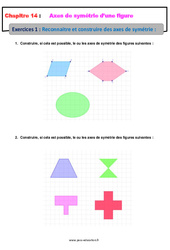 Reconnaitre et construire un axe de symétrie - Révisions - Exercices avec correction sur les axes de symétrie d’une figure : 6eme Primaire