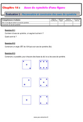 Reconnaitre et construire un axe de symétrie - Examen Evaluation avec la correction sur les axes de symétrie d’une figure : 6eme Primaire - PDF à imprimer