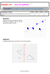 Compléter une figure à partir de ses axes de symétrie - Examen Evaluation avec la correction : 6eme Primaire - PDF à imprimer