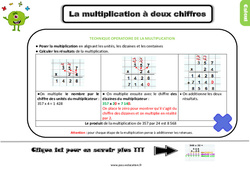 La technique opératoire de la multiplication à 2 chiffres - Cours, Leçon : 3eme Primaire <small style='color:inherit;'>(téléchargement gratuit)</small>