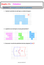 Comparer et calculer un périmètre - Révisions - Exercices avec correction : 6eme Primaire - PDF à imprimer