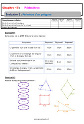 Périmètre d’un polygone - Examen Evaluation avec la correction : 6eme Primaire