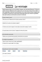 Le recyclage - Homophones on ou ont ou on n’ - Dictée accompagnée n°4 : 4eme Primaire - Cycle 3 - PDF à imprimer