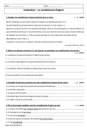 Complément d’agent - Examen Contrôle avec le corrigé : 1ere Secondaire - PDF à imprimer