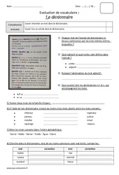 Dictionnaire - Bilan  : 5eme Primaire - PDF à imprimer