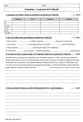 Présent de l’indicatif - Examen Evaluation : 1ere Secondaire - PDF à imprimer