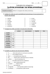 Forme pronominale - Verbes pronominaux  - Bilan à imprimer : 5eme Primaire