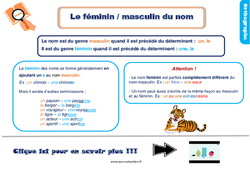 Le féminin, masculin des noms - Cours, Leçon, trace écrite : 2eme Primaire - PDF gratuit à imprimer