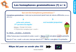 Les homophones grammaticaux a / à - Cours, Leçon, trace écrite : 3eme Primaire <small style='color:inherit;'>(téléchargement gratuit)</small>