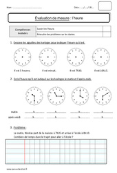 Heures - Durées - Bilan : 2eme Primaire - PDF à imprimer