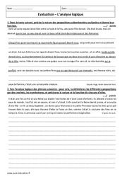 Analyse logique - Examen Evaluation - Phrase complexe : 1ere Secondaire - PDF à imprimer