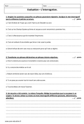 Interrogation - Examen Evaluation  : 1ere Secondaire - PDF à imprimer