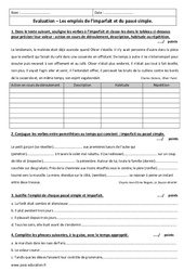 Emplois de l’imparfait et du passé simple - Examen Evaluation : 1ere Secondaire - PDF à imprimer
