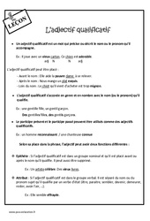 Adjectif qualificatif - Cours, Leçon : 5eme Primaire - PDF gratuit à imprimer