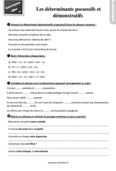 Les déterminants possessifs et démonstratifs - Exercices, révisions : 4eme Primaire - PDF à imprimer
