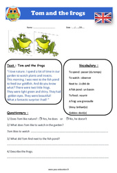 Tom and the frogs - Anglais - Lecture - Level 3 : 4eme, 5eme Primaire - PDF à imprimer