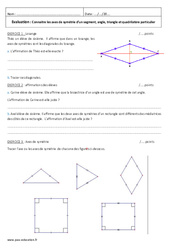 Axe de symétrie - Examen Evaluation  : 6eme Primaire - PDF à imprimer