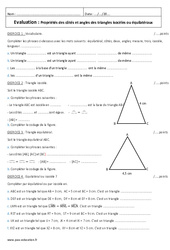 Triangles isocèles ou équilatéraux - Examen Contrôle : 6eme Primaire - PDF à imprimer