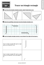 Exercices, révisions sur tracer un triangle rectangle au  avec les corrections : 3eme Primaire