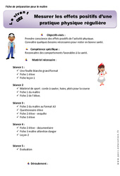 Mesurer les effets positifs d’une pratique physique régulière - Séquence - Fiche de préparation : 3eme Primaire - PDF à imprimer