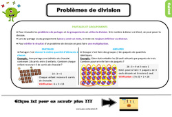 Problèmes de division - Cours, Leçon : 3eme Primaire - PDF gratuit à imprimer