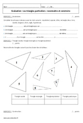 Triangles particuliers - Examen Contrôle - Reconnaitre et construire : 6eme Primaire - PDF à imprimer