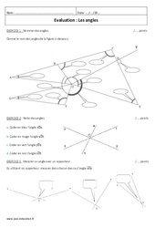 Angles - Examen Contrôle de géométrie : 6eme Primaire