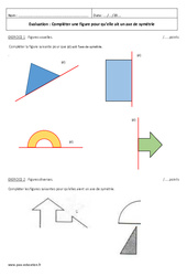 Symétrie axiale - Examen Evaluation  : 6eme Primaire - PDF à imprimer