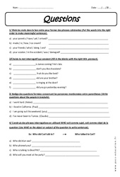 Questions - Révisions - Anglais : 3eme Secondaire - PDF à imprimer