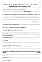 Relatives, conjonctives complétives et interrogatives indirectes - Examen Evaluation : 2eme Secondaire - PDF à imprimer