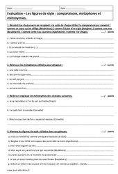 Figures de style - Examen Contrôle : 2eme Secondaire - PDF à imprimer
