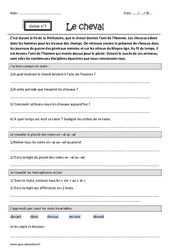 Le cheval - Noms en - al ou - ail - Homophones et - est - Dictée accompagnée n°8 : 4eme Primaire - Cycle 3 - PDF à imprimer