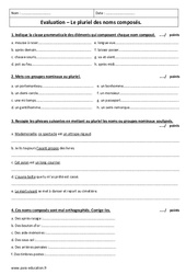 Pluriel des noms composés - Examen Contrôle : 2eme Secondaire - PDF à imprimer