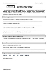 Les grands lacs - Accords dans le groupe nominal - se ou ce - Dictée accompagnée n°11 : 4eme Primaire - Cycle 3 - PDF à imprimer