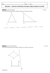 Construire le symétrique d'une figure simple par rapport à une droite - Examen Contrôle : 6eme Primaire - PDF à imprimer