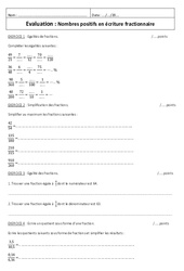 Nombres positifs en écriture fractionnaire - Examen Contrôle - Sens et calculs : 1ere Secondaire - PDF à imprimer