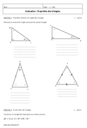 Propriétés des triangles - Examen Contrôle : 1ere Secondaire
