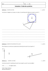 Symétrie centrale - Examen Evaluation à imprimer : 1ere Secondaire
