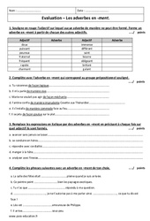Adverbes en - ment - Examen Evaluation  : 2eme Secondaire - PDF à imprimer